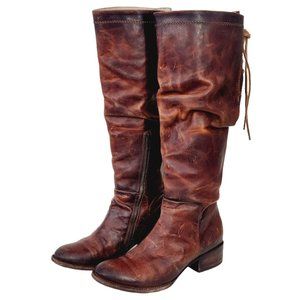 FREEBIRD BY STEVEN CHAPO COGNAC DISTRESSED LEATHER TALL BOOTS